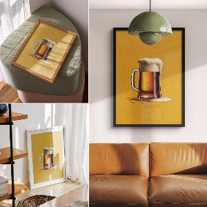 Decorative poster featuring a mug of beer