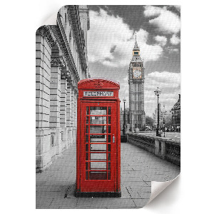 Wall art featuring a London phone booth