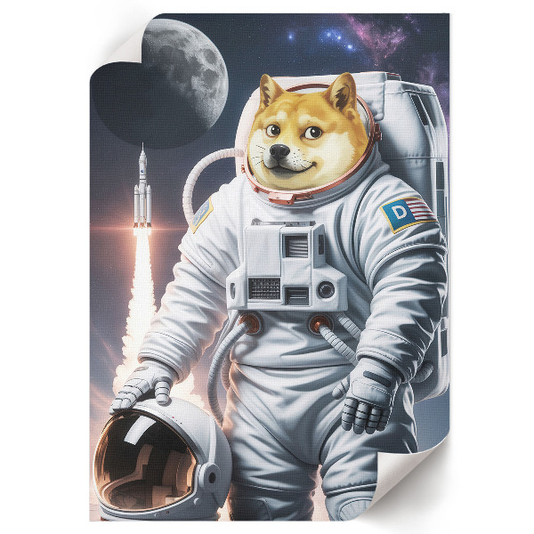 Decorative poster featuring an astronaut dog
