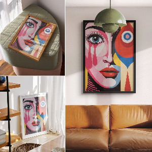 Colorful face wall art