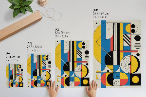 Poster with colorful geometric design