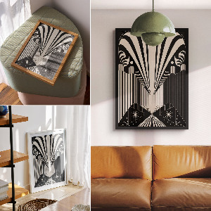 Wall art featuring a geometric abstraction