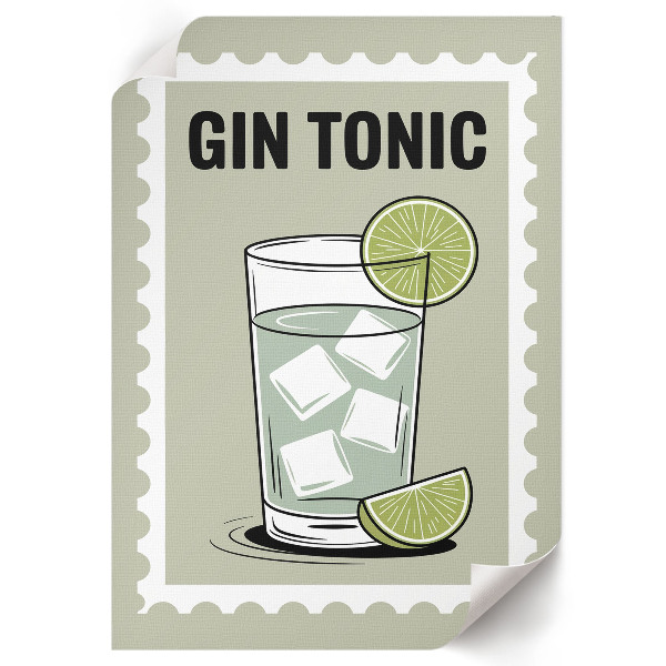 Decorative poster featuring a gin and tonic motif