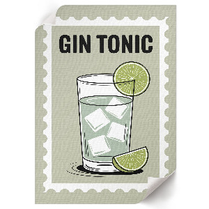 Decorative poster featuring a gin and tonic motif