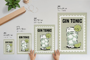 Decorative poster featuring a gin and tonic motif