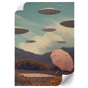 Wall art depicting spaceships