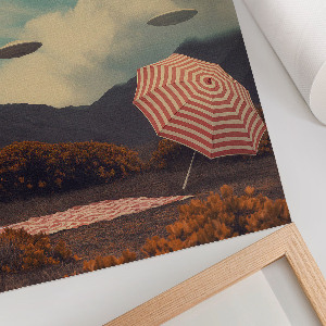 Wall art depicting spaceships