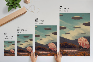 Wall art depicting spaceships