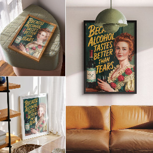 Vintage wine wall print