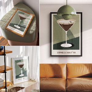 Wall art featuring martini graphics