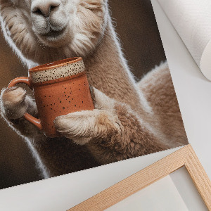Art print Alpaca with coffee
