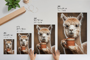 Art print Alpaca with coffee