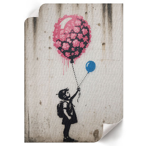 Wall print with graffiti design featuring a child