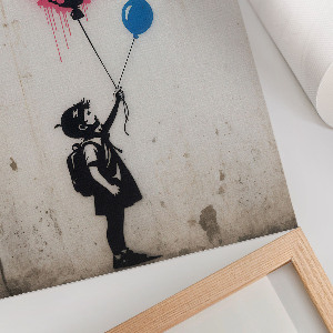 Wall print with graffiti design featuring a child