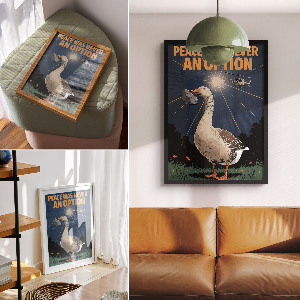 Art print featuring a goose poster design