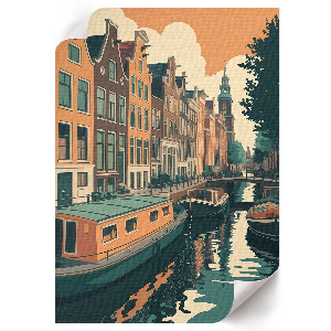 Decorative poster depicting a city canal