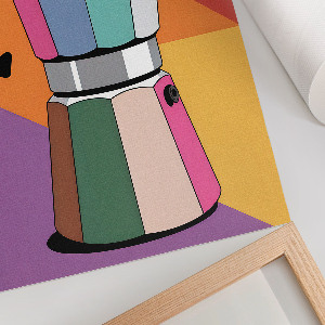Decorative poster featuring a colorful coffee pot