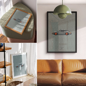 Decorative poster featuring a classic car