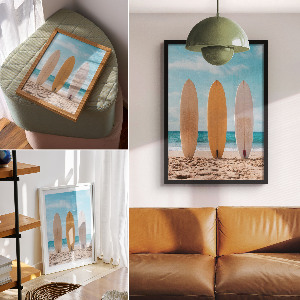 Surfing beach poster