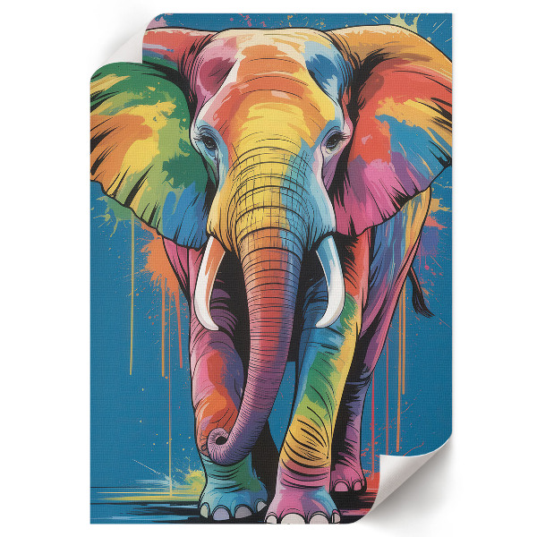 Decorative poster featuring a colorful elephant