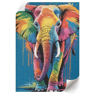 Decorative poster featuring a colorful elephant