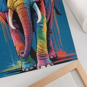 Decorative poster featuring a colorful elephant