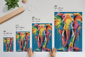 Decorative poster featuring a colorful elephant