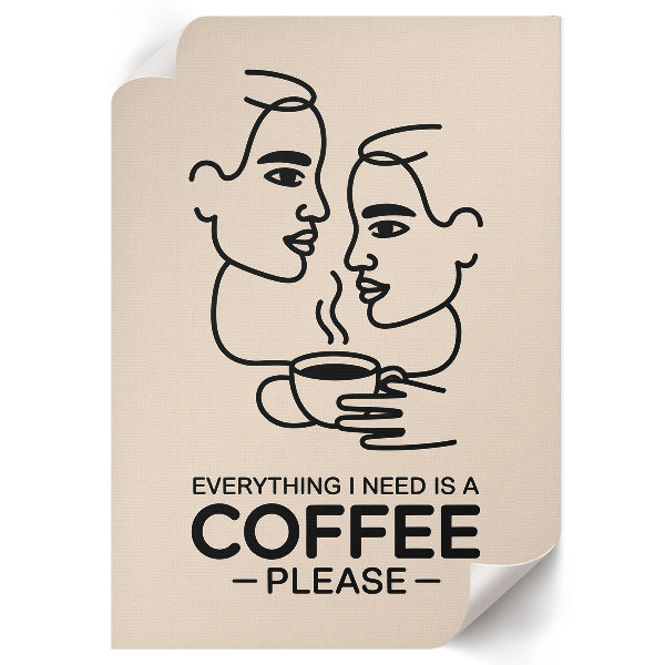 Line art wall print featuring a coffee motif