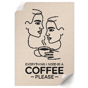 Line art wall print featuring a coffee motif
