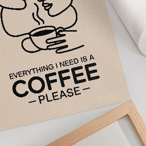 Line art wall print featuring a coffee motif
