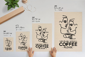 Line art wall print featuring a coffee motif