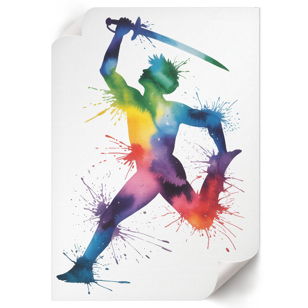 Wall print featuring a rainbow figure