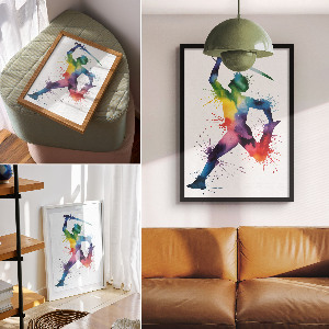 Wall print featuring a rainbow figure