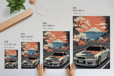 Decorative poster Car and mountains