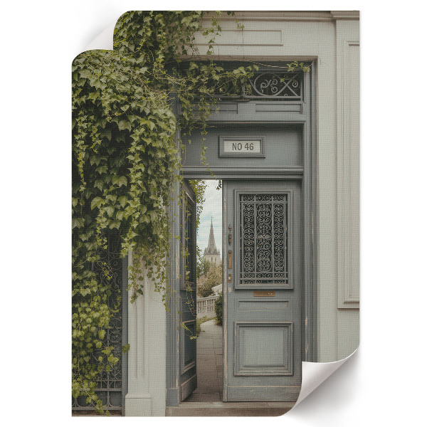 Poster featuring a green door