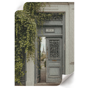 Poster featuring a green door