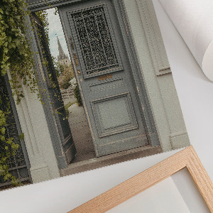 Poster featuring a green door