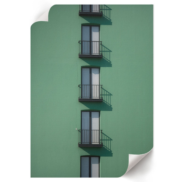 Wall print with a green façade design