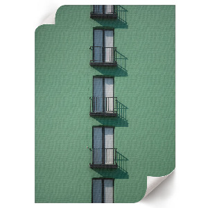 Wall print with a green façade design