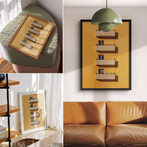 Art print with yellow architectural motif