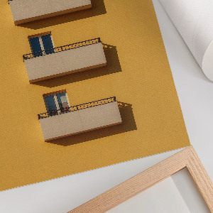 Art print with yellow architectural motif
