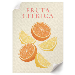 Wall print with citrus fruit motif