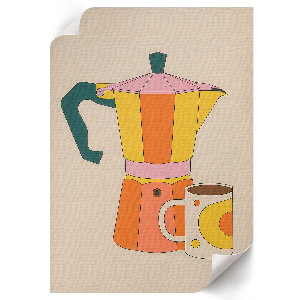 Art print featuring a coffee pot and mug