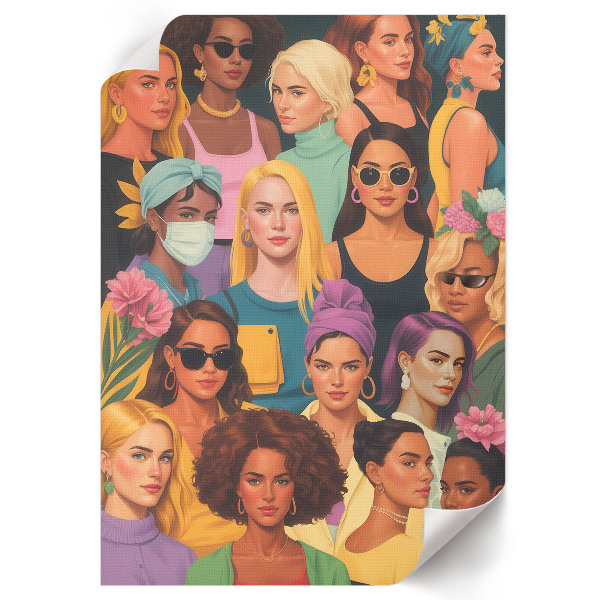 Decorative poster showing portraits of women