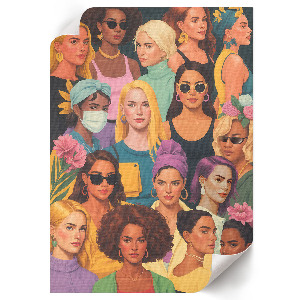 Decorative poster showing portraits of women