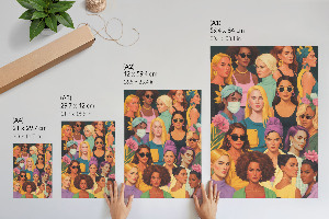 Decorative poster showing portraits of women