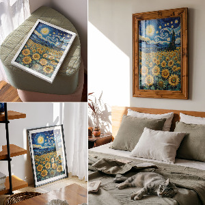 Wall art with stars and sunflowers