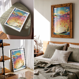 Wall print featuring rainbow patterns