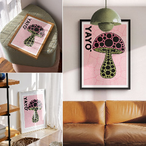 Art print with mushroom graphics