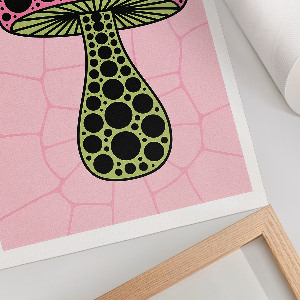 Art print with mushroom graphics